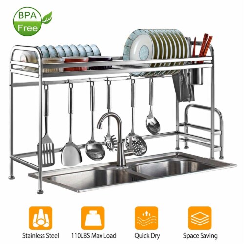 Over Sink Dish Drying Rack, Stainless Steel 2 Tier Large Dish