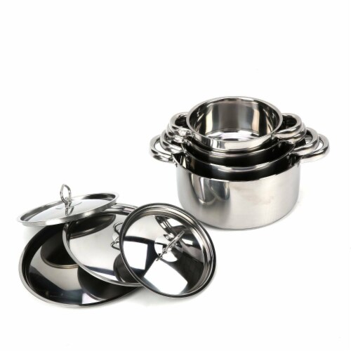 Kitcheniva Nonstick Stainless Steel Pots And Pans Cookware Set Perspective: top