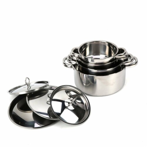 3pcs Stainless Steel Cookware Set Soup Pan Milk Pot With Glass Lid