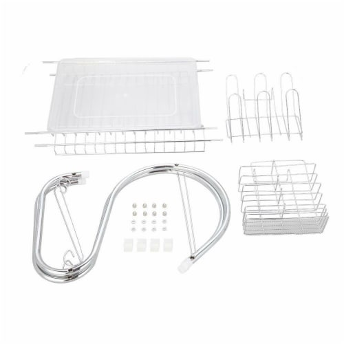 Kitcheniva Stainless Steel Dish And Cup Drying Rack Silver, 2 Tier Perspective: top