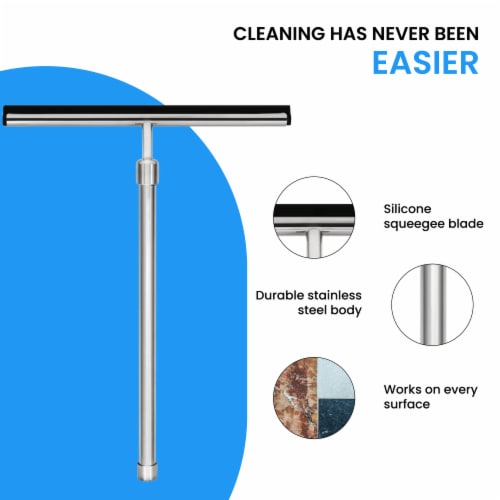Grand Fusion Stainless Steel Shower Squeegee with Telescoping Handle Perspective: top