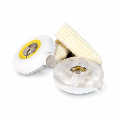 Grand Fusion Corn Peeler with Circular Stainless Steel Blade Strips Corn Cob Cleanly Perspective: top