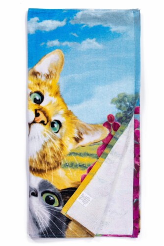 Dawhud Direct Cats Selfie Beach Towel for Women, Girls, Kids, Men 30 x60  Pool Towel Perspective: top