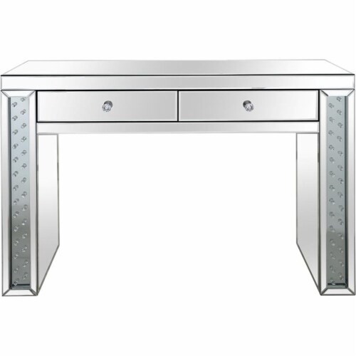 Diana Mirrored Console Table with Clear Mirrored Glass Perspective: top