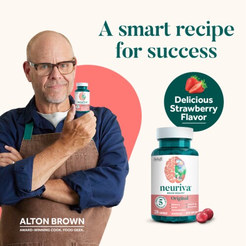 Neuriva Original Memory Focus Concentration Brain Health Supplement Strawberry Gummies Perspective: top