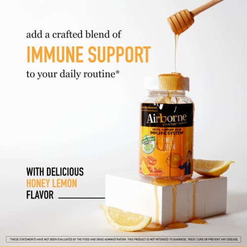 Airborne Immune Support Honey Lemon Gummies Perspective: top
