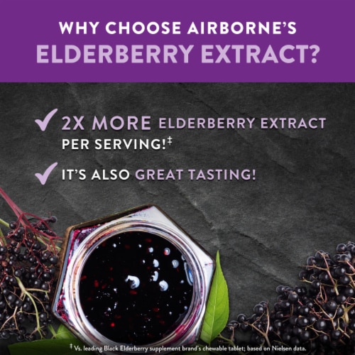 Airborne Elderberry Extract + Vitamin C Chewable Supplement Tablets Perspective: top
