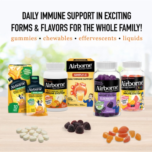 Airborne Orange Zinc + Vitamin C Immune Support Chewable Tablets Perspective: top
