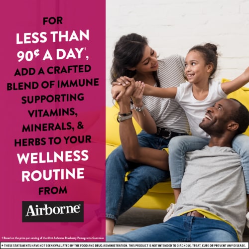 Airborne Immune Support Blueberry Pomegranate Gummies Perspective: top