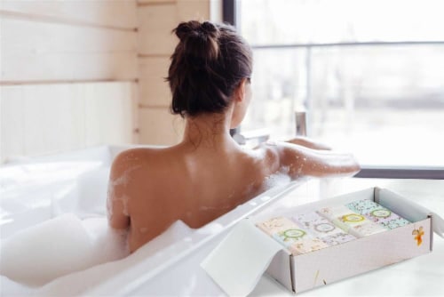 Shower Steamers, Set of 12 big fizzies, Cheer up Gift Set, Relaxing Gift Box Perspective: top