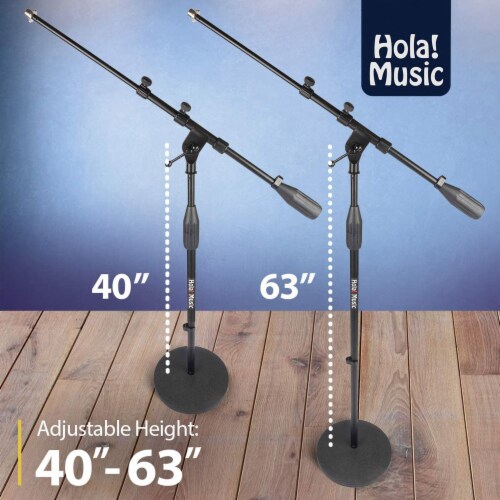 Hola! Music Adjustable Height Studio Microphone Stand with Weighted Base, Black Perspective: top