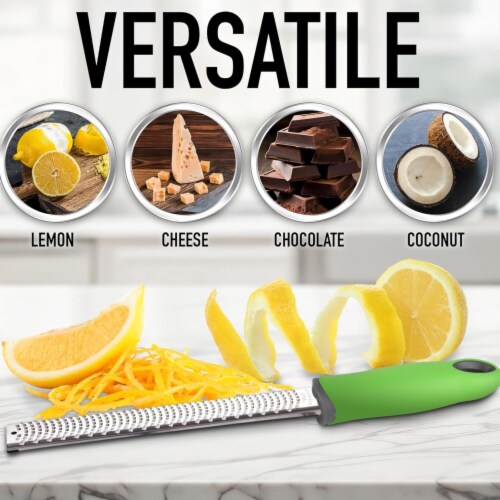 Zulay Kitchen Stainless Steel Cheese Grater & Citrus Zester - Green Perspective: top