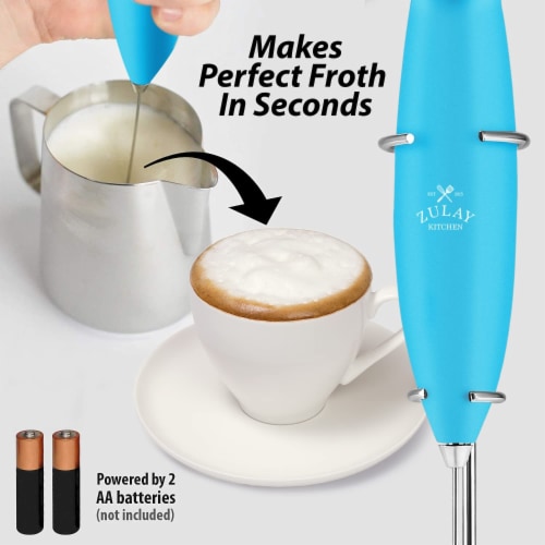 Zulay Kitchen Milk Frother with Stand - Teal Perspective: top