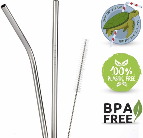 Zulay Kitchen Stainless Steel Straws Set of 2 Perspective: top