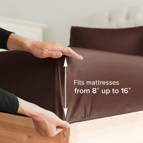 CGK Unlimited 3 Piece Microfiber Sheet Set - Twin - Brown Perspective: top