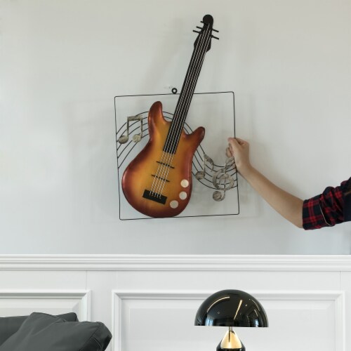 Hanging Metal Guitar Musical Note Wall Art Decor Sculpture for Home Bar Instrument Guitar Kroger