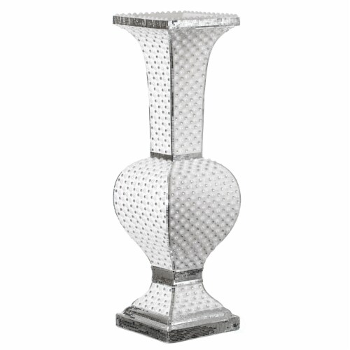Decorative Trumpet Floor Vase, Silver Studs, White Pearl Design, 40