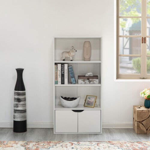 Basicwise 47 Inches Multi Purpose White 3 Tier Open Book Shelf And Bookcases Perspective: top