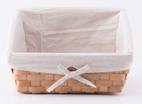 Wooden Angled Display Basket with Fabric Liner for Storage and Display Perspective: top