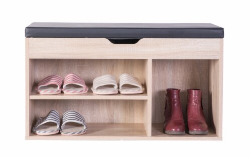 Entryway Storage Shoe Rack with Top Seat Oak Oak City Market