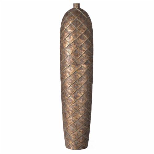 Tall Cylinder Antique Style Designed Floor Vase for Entryway Dining or Living Room, Ceramic Perspective: top