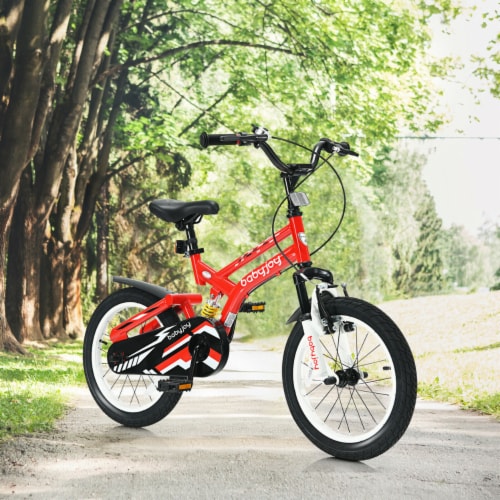 Gymax 16'' Kids Bike Toddlers Adjustable Freestyle Bicycle w/ Training Wheels Perspective: top