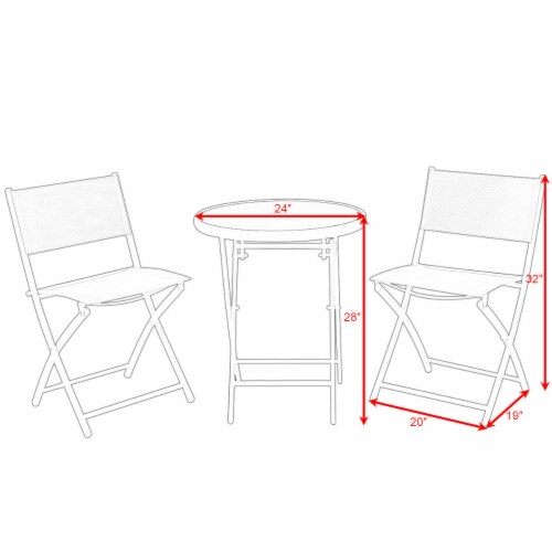 Costway 3 PCS Folding Bistro Table Chairs Set Garden Backyard Patio Furniture Black Perspective: top