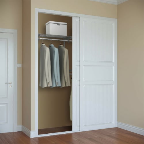 Custom Closet Organizer Kit 4 to 6 FT Wall-mounted Closet System w/Hang Rod Grey Perspective: top