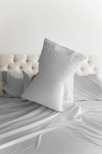 CGK Linens 6 Piece Microfiber Solid Sheet Set - Full - Light Grey Perspective: top