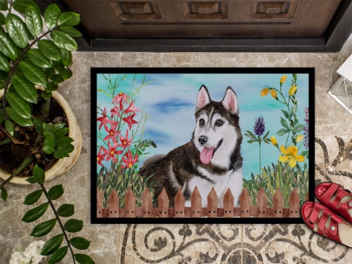 Carolines Treasures  CK1274JMAT Siberian Husky #2 Spring Indoor or Outdoor Mat 2 Perspective: top