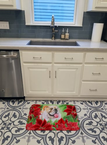 Carolines Treasures  CK1288RUG English Bulldog Poinsettas Machine Washable Memor Perspective: top