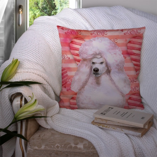 Carolines Treasures  BB9804PW1414 White Standard Poodle Love Fabric Decorative P Perspective: top