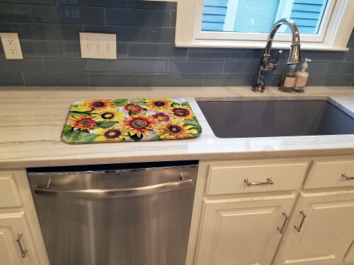 Carolines Treasures 8766DDM Sunflowers Dish Drying Mat Perspective: top