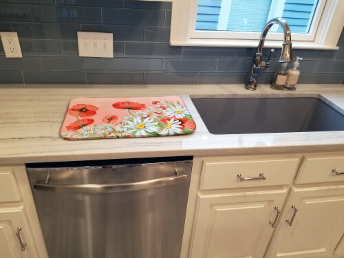 Carolines Treasures BB7448DDM Poppies and Chamomiles Dish Drying Mat Perspective: top