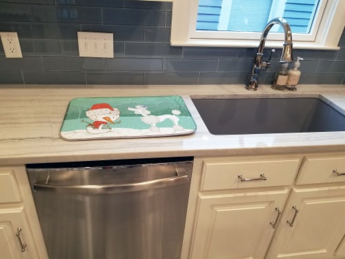 Carolines Treasures CK2067DDM White Poodle Snowman Christmas Dish Drying Mat Perspective: top
