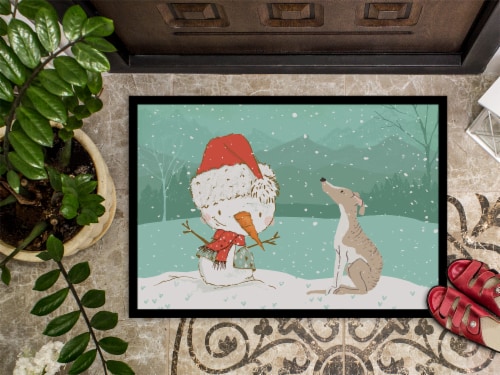 Carolines Treasures CK2079JMAT Whippet Snowman Christmas Doormat 24x36 Perspective: top