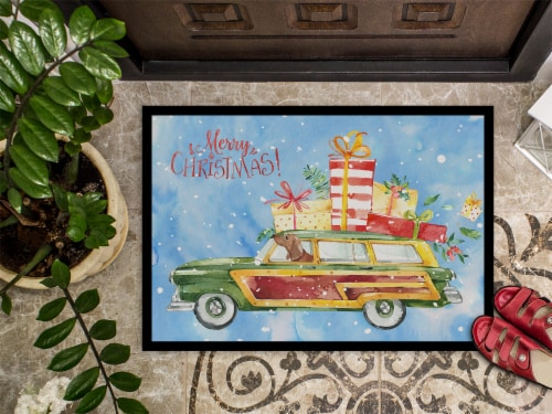 Carolines Treasures CK2465MAT Merry Christmas Red Dachshund Doormat 18x27 Perspective: top