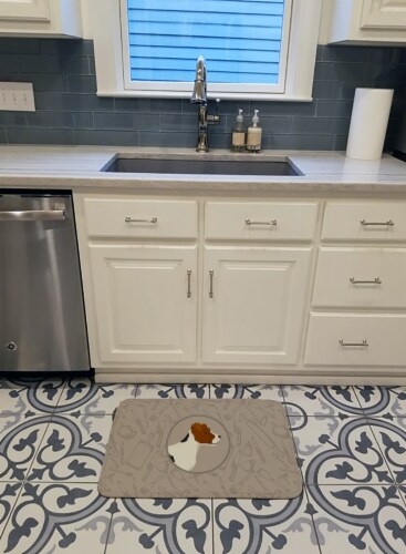 Jack Russell Terrier In the Kitchen Machine Washable Memory Foam Mat Perspective: top