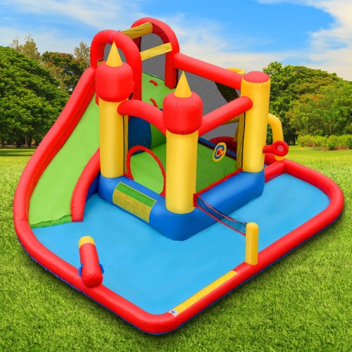 Costway Inflatable Water Slide Jumping Bounce House Bouncy Splash Park Perspective: top