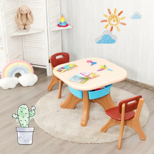 Children Kids Activity Table Chair Set Play Set Furniture W/Storage Perspective: top
