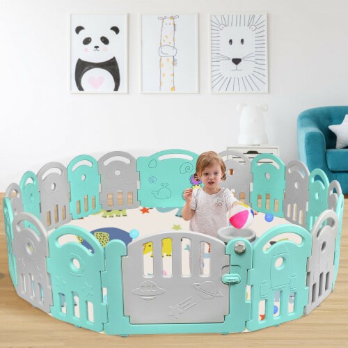 18-Panel Kids Safe Playpen Baby Activity Center Playard Home Perspective: top