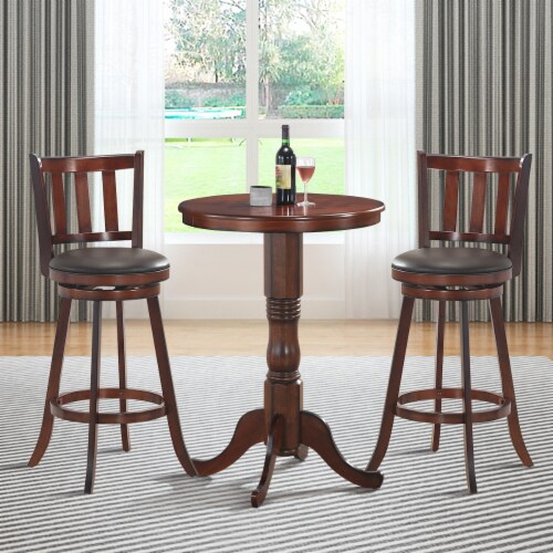 Costway Set of 2 29.5'' Swivel Bar stool Leather Padded Dining Kitchen Pub Bistro Chair High Perspective: top