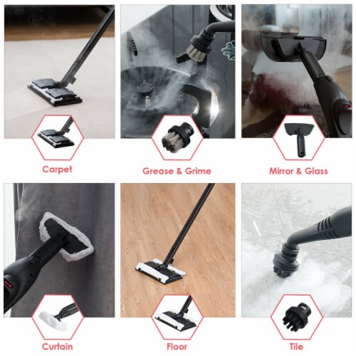 Costway 2000W Heavy Duty Steam Cleaner Mop Multi-Purpose W/19 Accessories 4.0 Bar 1.5L Perspective: top