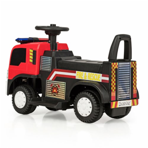 Gymax Kids 6V Ride On Fire Truck Fire Engine Battery Powered w/ Siren Perspective: top
