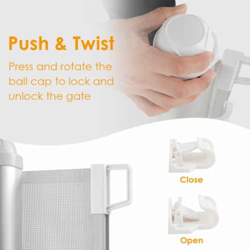 Costway Baby Retractable Mesh Gates Pets Safety Gate w/ Easy Latch & Flexible Design Perspective: top