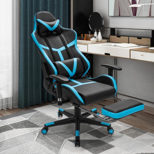Gymax Massage Gaming Chair Reclining Racing Chair High Back w/Lumbar Support Footrest Perspective: top