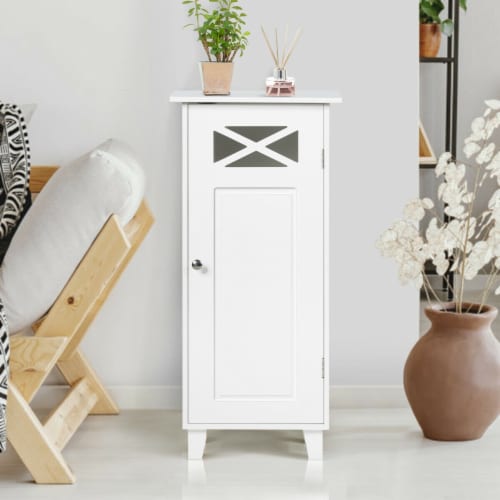Bathroom Cabinet Free Standing Storage Side Table Organizer Adjustable Shelf Perspective: top