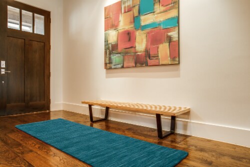 Feizy Rugs Luna Hand Woven Marled Wool Area Rug - Teal Blue/Green Perspective: top