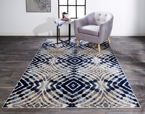 Feizy Rugs Estate/Ice Blue Milton Abstract Ikat Print Accent Rug Perspective: top