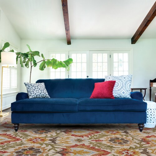 Feizy Abelia Tufted Suzani Wool Area Rug - Golden Olive/Vermilion Perspective: top